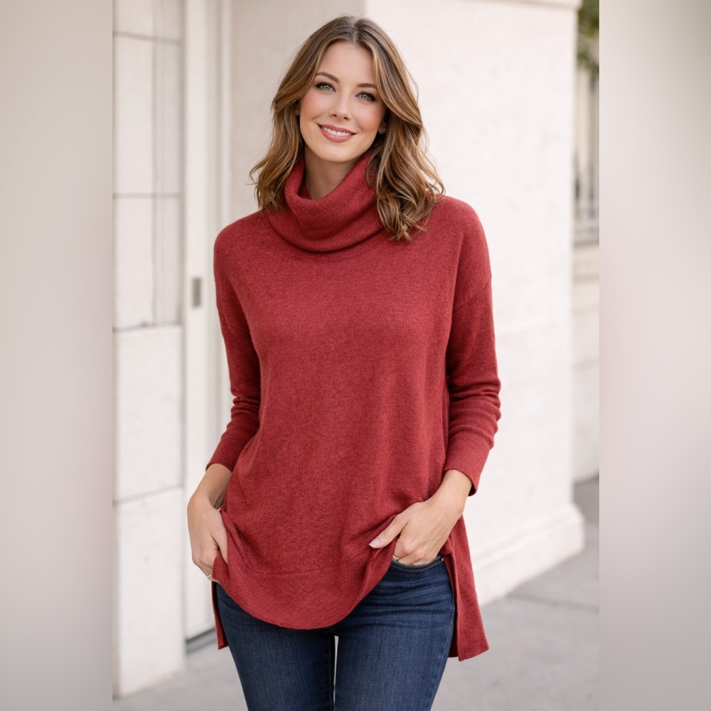 Tahari Pure Luxe 100% Cashmere Roll Neck Sweater Size L